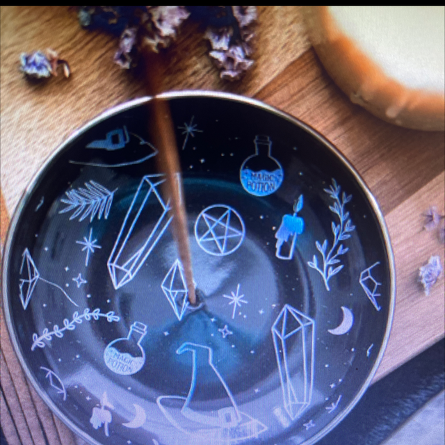 Crystal witch incense holder plate