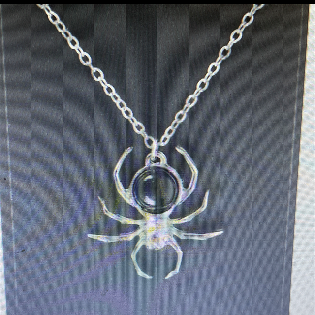 Black obsidian spider pendant necklace