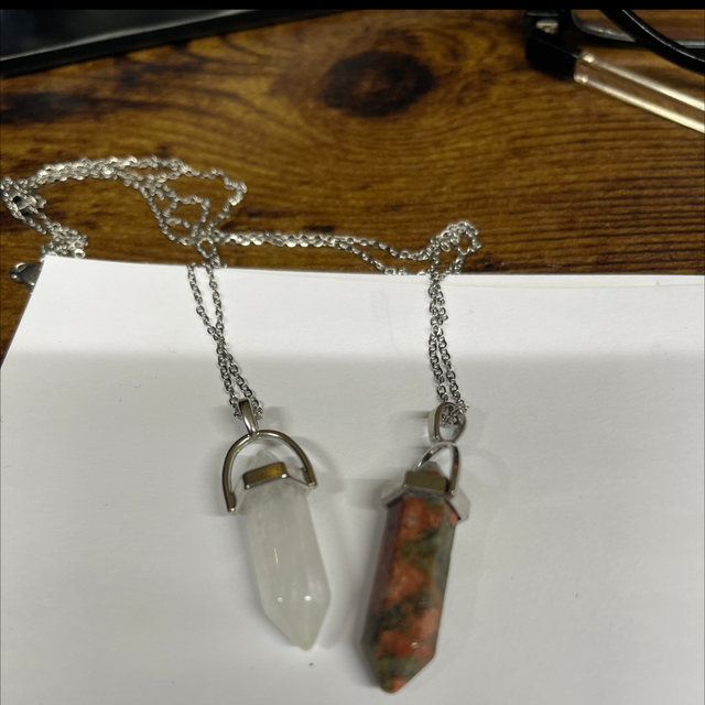 Crystal pendant necklaces x 2