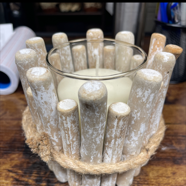 Driftwood candle holder and candle