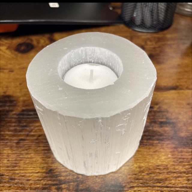 Selenite tea light holder