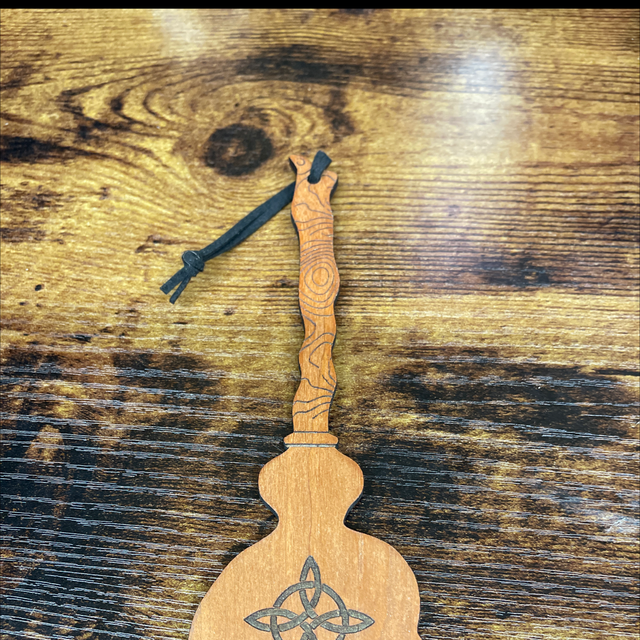 Hanging wooden broom ornament