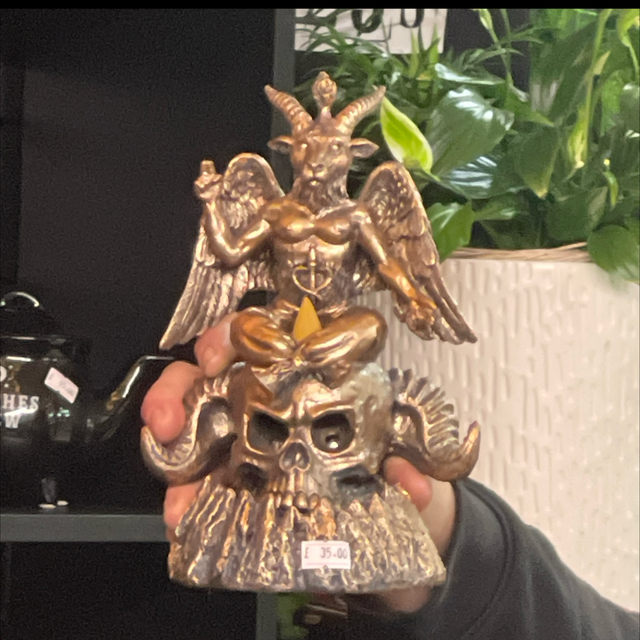 GOLD BAPHOMET LED BACKFLOW INCENSE BURNER