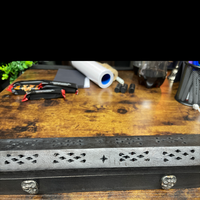 Black skull box for incense