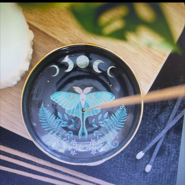 Luna moth ceramic incense plate