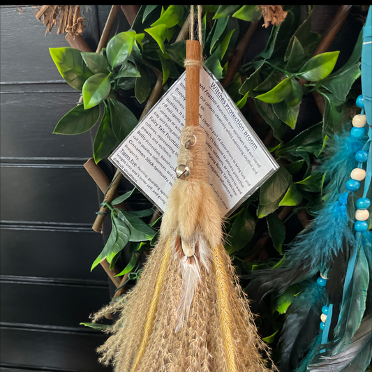 Witches floral protection broom