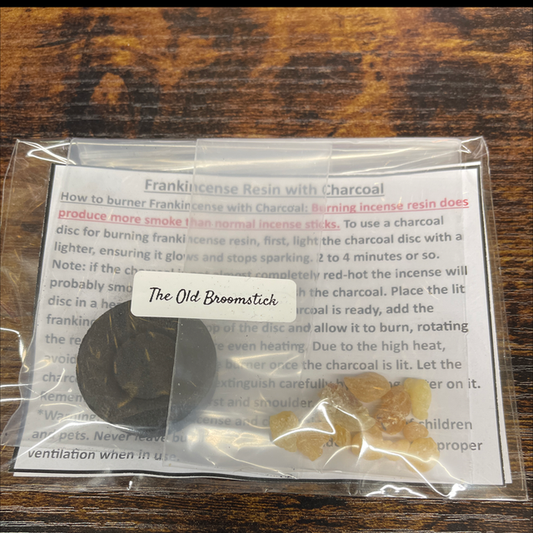 Frankincense resin with charcoal
